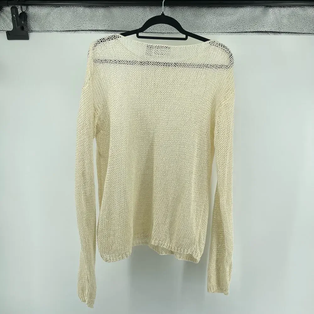 Liz Claiborne LIZSPORT Women’s Creme Fishnet Crochet Knit Pullover Sweater XL - Picture 10 of 10